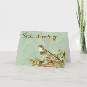 Vintage holiday card with a bird