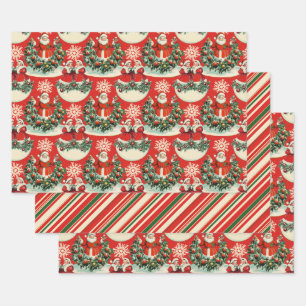 Vintage Holiday Cheer in Red Wrapping Paper Sheet