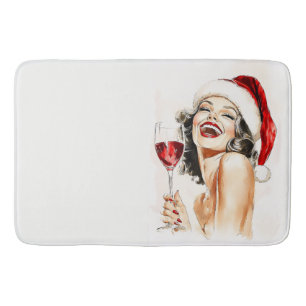 Vintage Holiday Cheer in Watercolor Bath Mat