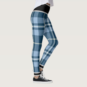 Vintage Holiday Christmas Blue White Plaid Leggings