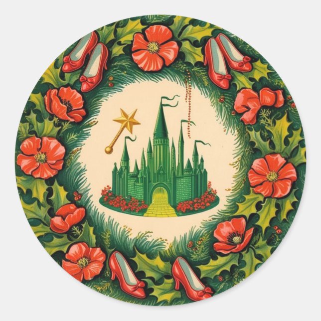 Vintage Holiday Christmas  Classic Round Sticker (Front)