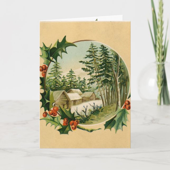 Vintage Holiday Christmas Greeting Invitations (Front)