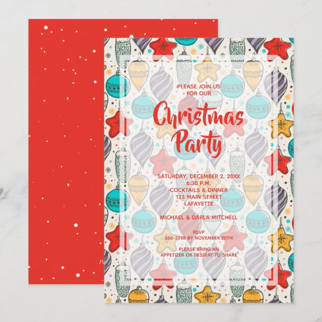Vintage Holiday Christmas Invitations (Front/Back)