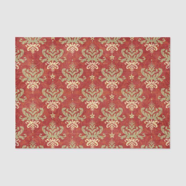 vintage Holiday Christmas patterns Tissue Paper (Front)