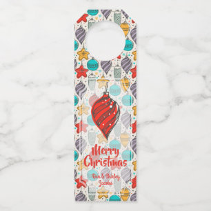 Vintage Holiday Christmas Tree Ornaments Bottle Tag