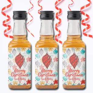 Vintage Holiday Christmas Tree Ornaments Mini Liquor Bottle Label