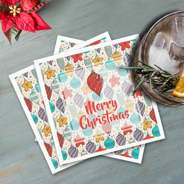 Vintage Holiday Christmas Tree Ornaments Napkin (Creator Uploaded)