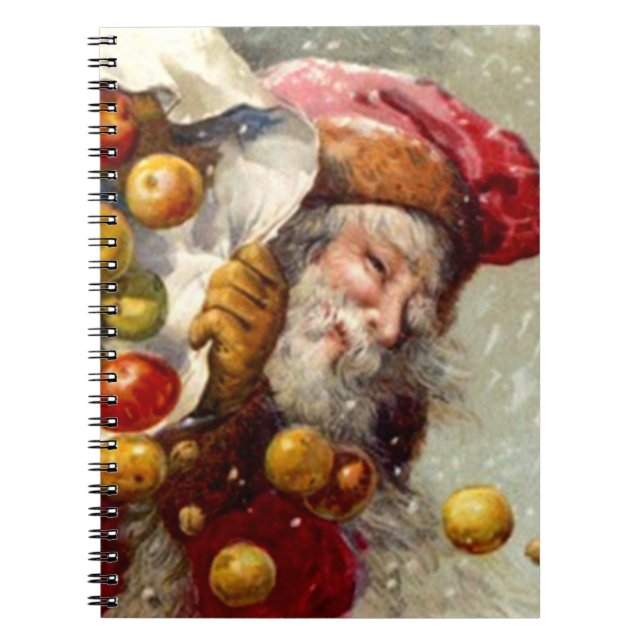 Vintage Holiday Cookbook Apple Santa Notebook (Front)