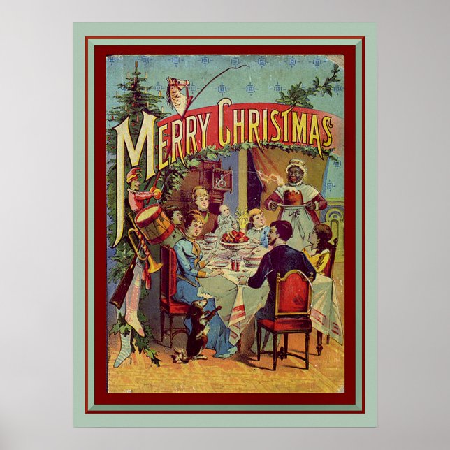 Vintage Holiday Dinner Retro Merry Christmas Poster (Front)