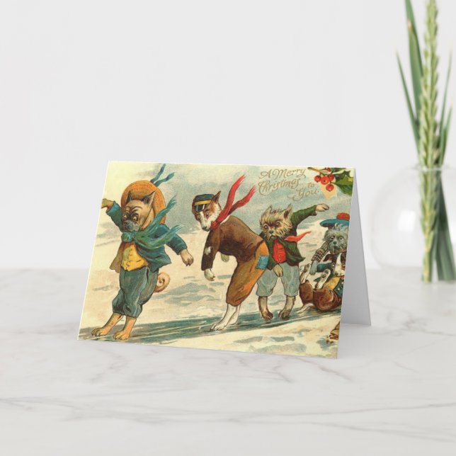 Vintage Holiday Dogs Card (Front)