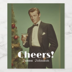 Vintage Holiday Elegance Portrait Wine Label
