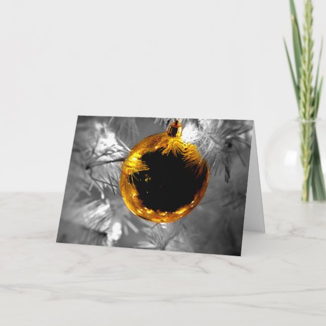 Vintage Holiday Ornament Ball Gold (Front)