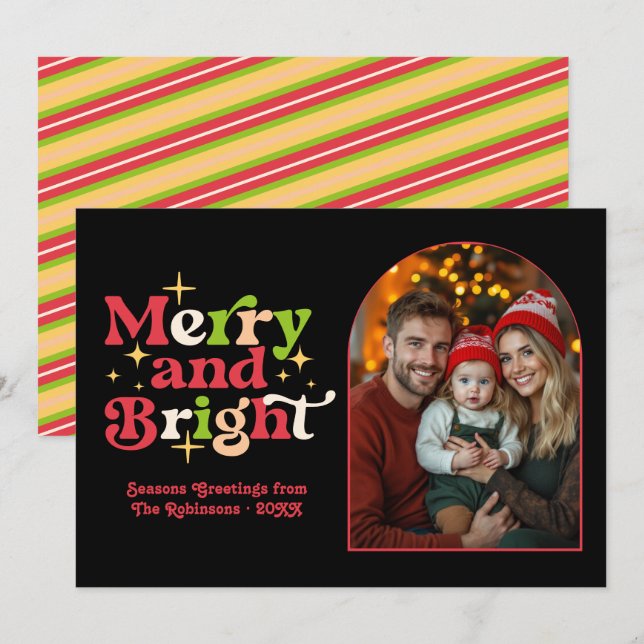 Vintage Holiday Retro Christmas Family Photo (Front/Back)