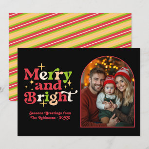 Vintage Holiday Retro Christmas Family Photo Card