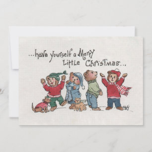 Vintage  Holiday Singing Cubs acrylic caricature  Card