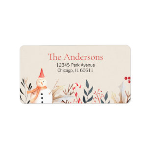 Vintage Holiday Snowman Christmas Address Label