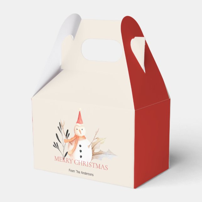 Vintage Holiday Snowman Christmas Favour Box (Front Side)