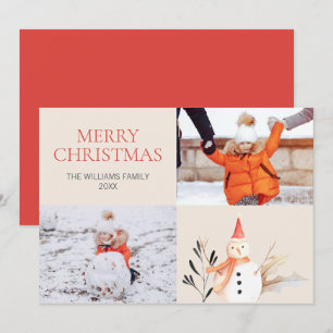 Vintage Holiday Snowman Christmas Photo Card