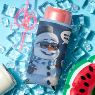 Vintage Holiday Stay Frosty and Bright  Seltzer Can Cooler
