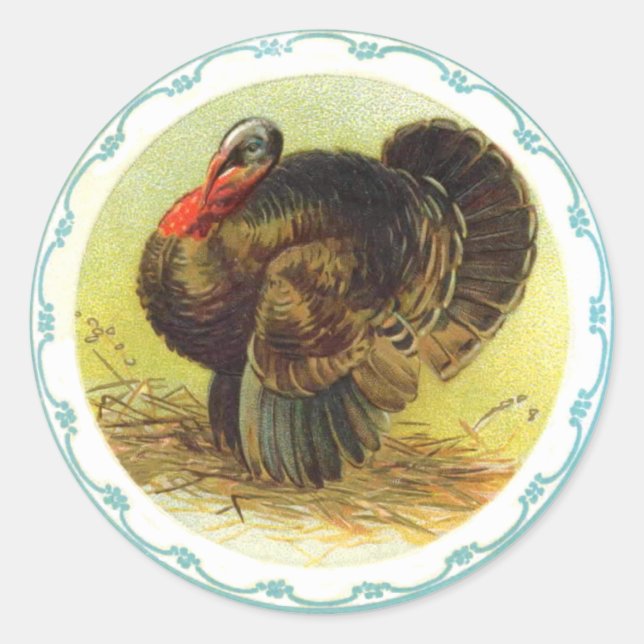 Vintage Holiday Thanksgiving Turkey Stickers (Front)