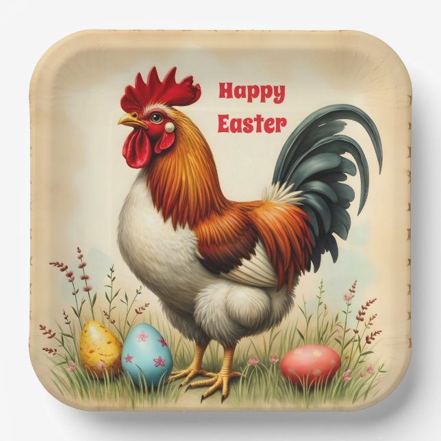 Vintage Holiday Trendy Easter Collection Paper Plate (Front)
