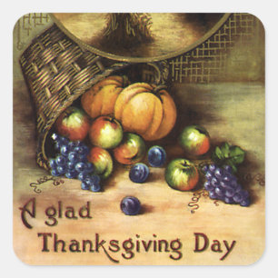 Vintage Holidays, A Glad Thanksgiving Day Square Sticker