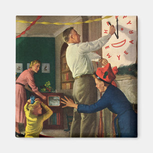 Vintage Holidays, Midnight on New Year's Eve Magnet