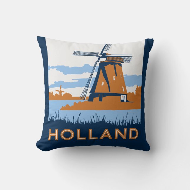 Vintage Holland Poster Cushion (Front)