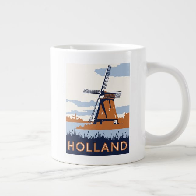 Vintage Holland Poster Large Coffee Mug (Right)