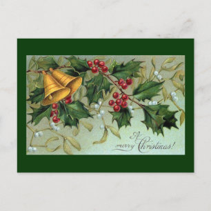 Vintage Holly Berries Christmas Holiday Postcard