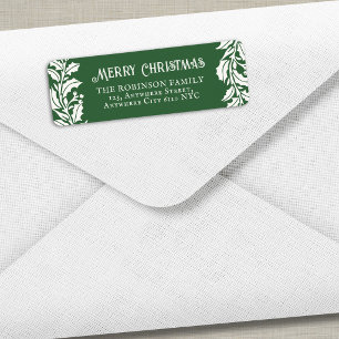 Vintage Holly Berry Christmas Green Return Address