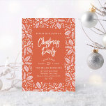 Vintage Holly Berry Christmas Party Red Invitation<br><div class="desc">Featuring our whimsical hand-drawn holly berry foliage that frames your party details in modern type. All fonts and colours are editable so you can create the invitation that best suits your style and vision.</div>