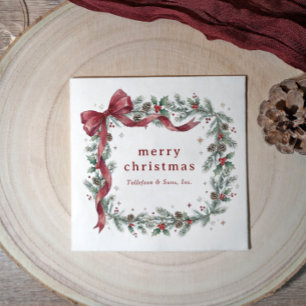Vintage Holly Bow Business Christmas Party Napkin