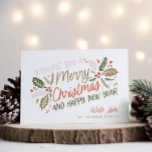 Vintage Holly Bright Typography Christmas Holiday Card<br><div class="desc">This festive and chic holiday photo card features our original hand-drawn winter foliage with sweet styled typography in vibrant colours.</div>