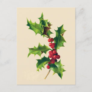 Vintage Holly Christmas Greeting card