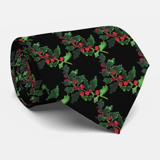 Vintage Holly Christmas Vintage Favours Red Festiv Tie (Rolled)