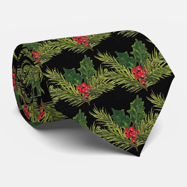 Vintage Holly Christmas Vintage Favours Red Festiv Tie (Rolled)