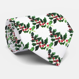Vintage Holly Christmas Vintage Favours Red Festiv Tie