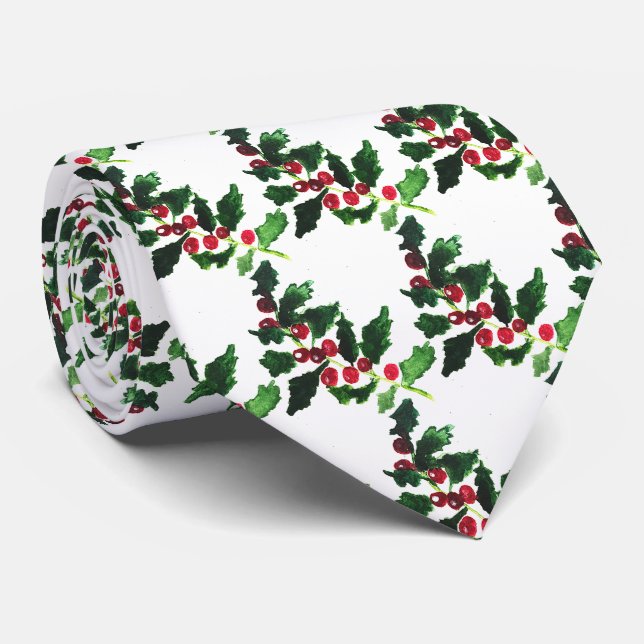 Vintage Holly Christmas Vintage Favours Red Festiv Tie (Rolled)