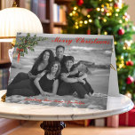 Vintage Holly | Custom Folded Christmas Photo Card<br><div class="desc">Send a custom,  folded Christmas photo card with a bit of vintage looking holly sprig and bow as decoration.</div>