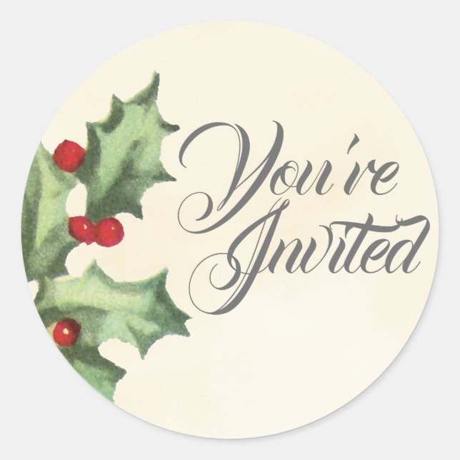 Vintage Holly Envelope Seal Stickers (Front)