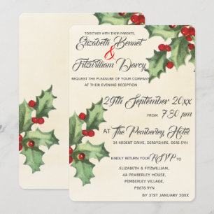 Vintage Holly Evening Invitation