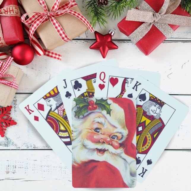 Vintage Holly Jolly Santa Claus Christmas Playing Cards (Creator Uploaded)