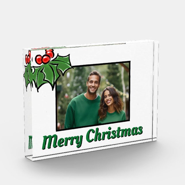 Vintage Holly Leaves Holly berries photo template (Left)