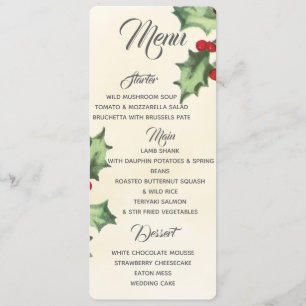 Vintage Holly Menu
