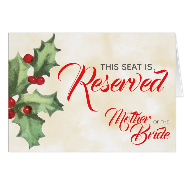 Vintage Holly Reserved Seat Sign (Front Horizontal)