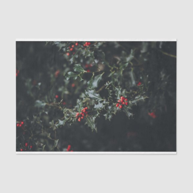 Vintage Holly Seasonal Christmas Decoupage Tissue Paper (Front)