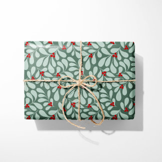 Vintage Holly Wrapping Paper - Sage