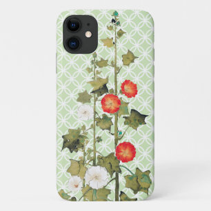 Vintage Hollyhock Flowers Art Phone Case