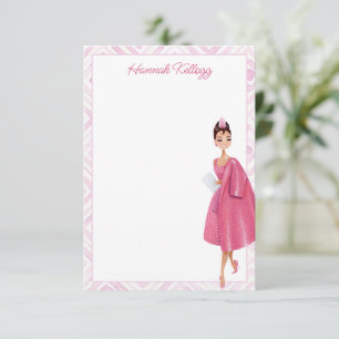 Vintage Hollywood Audrey Pink Personalised Thank You Card